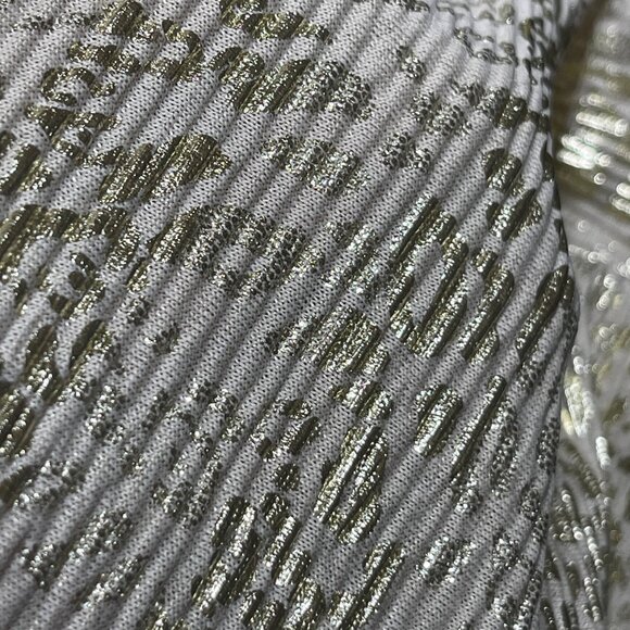 Esqualo Foil Blouson Mini Dress Gold Silver Size 6 Pleats Long Sleeve Animal Pri - Picture 11 of 12